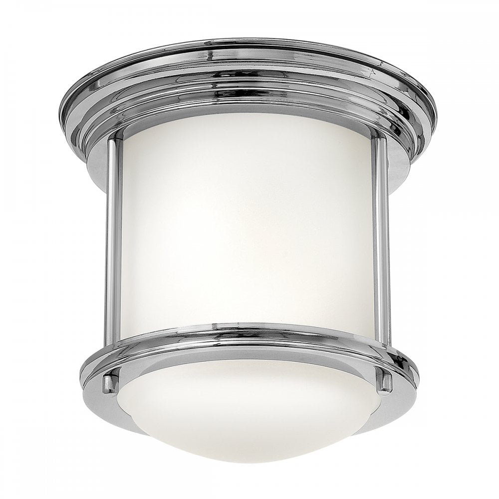 Hadrian 1 Light Flush Ceiling Light In Chrome With Opal Glass IP44 QN-HADRIAN-MINI-F-CM-OPAL