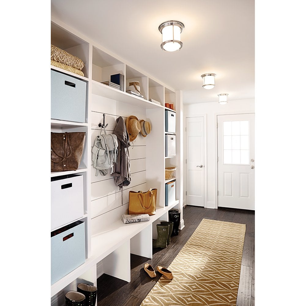 Hadrian 1 Light Flush Ceiling Light In Chrome With Opal Glass IP44 QN-HADRIAN-MINI-F-CM-OPAL