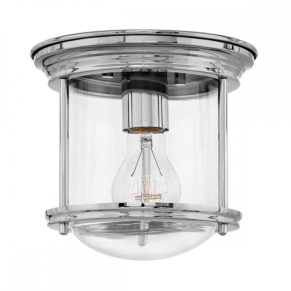 Hadrian 1 Light Flush Ceiling Light In Chrome With Clear Glass IP44 QN-HADRIAN-MINI-F-CM-CLEAR