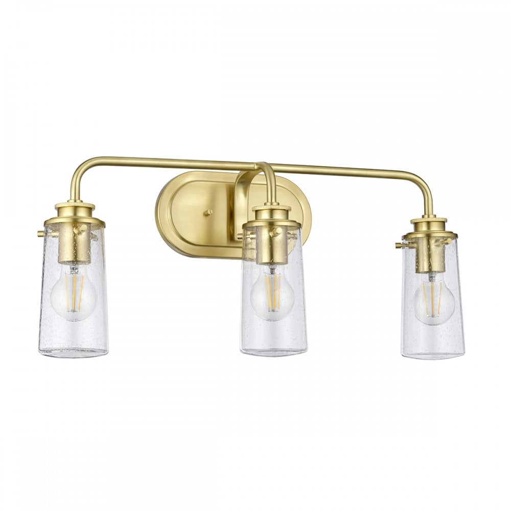 Braelyn 3 Light Vintage Bathroom Wall Light In Brushed Brass Finish QN-BRAELYN3-BB