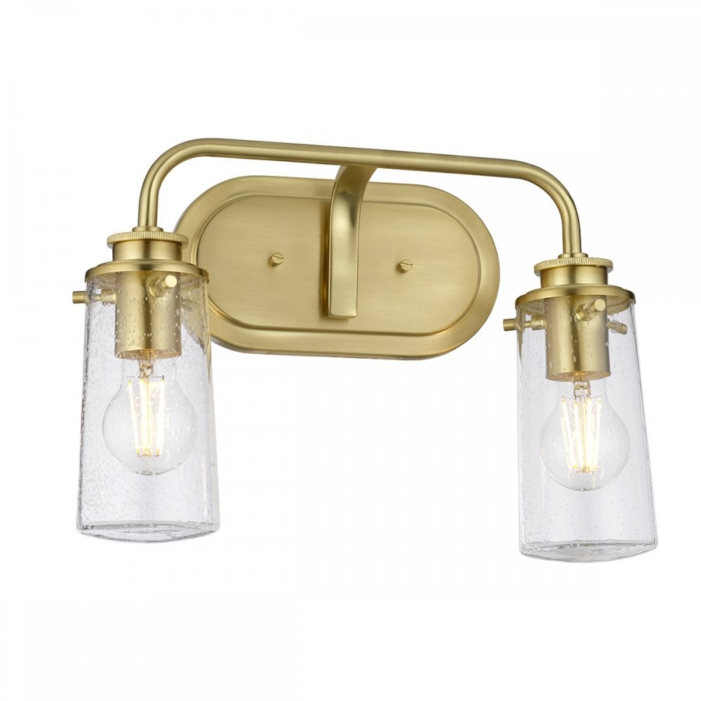 Braelyn 2 Light Vintage Bathroom Wall Light In Brushed Brass Finish QN-BRAELYN2-BB
