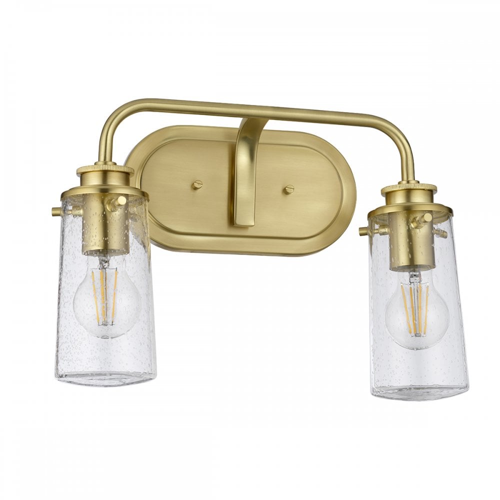 Braelyn 2 Light Vintage Bathroom Wall Light In Brushed Brass Finish QN-BRAELYN2-BB