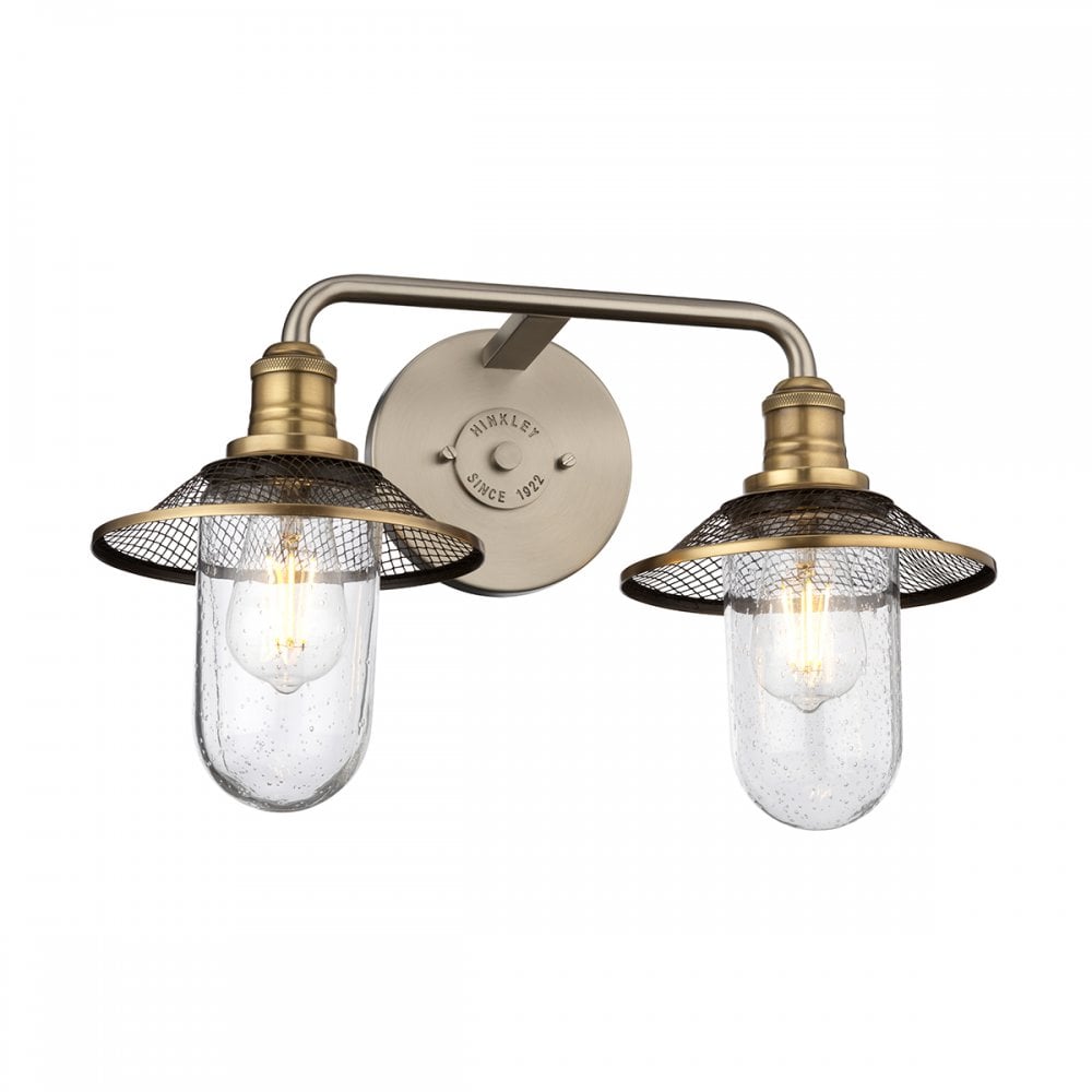 Rigby 2 Light Bathroom Wall Light In Antique Nickel And Heritage Brass Finish QN-RIGBY2-BATH-AN