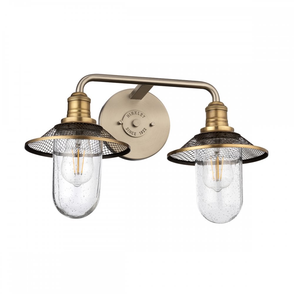 Rigby 2 Light Bathroom Wall Light In Antique Nickel And Heritage Brass Finish QN-RIGBY2-BATH-AN