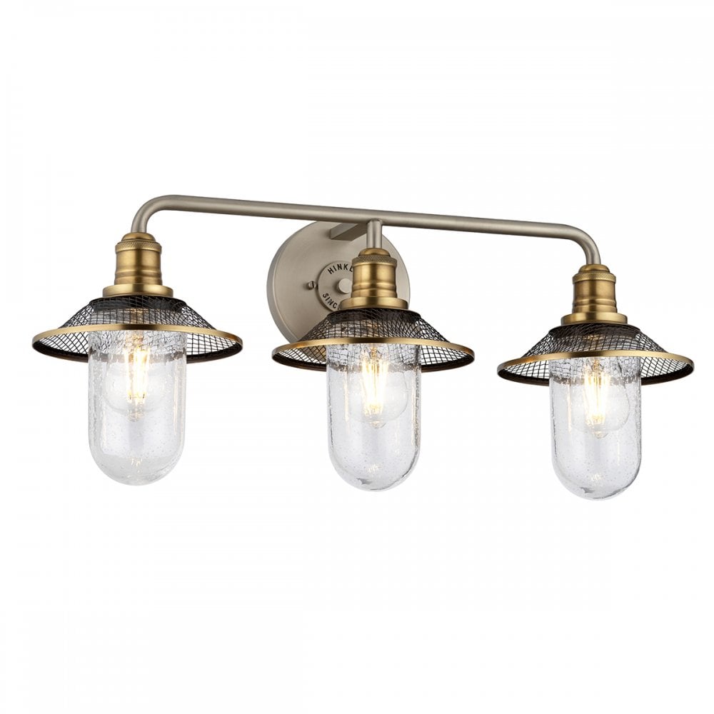 Rigby 3 Light Bathroom Wall Light In Antique Nickel And Heritage Brass Finish QN-RIGBY3-BATH-AN