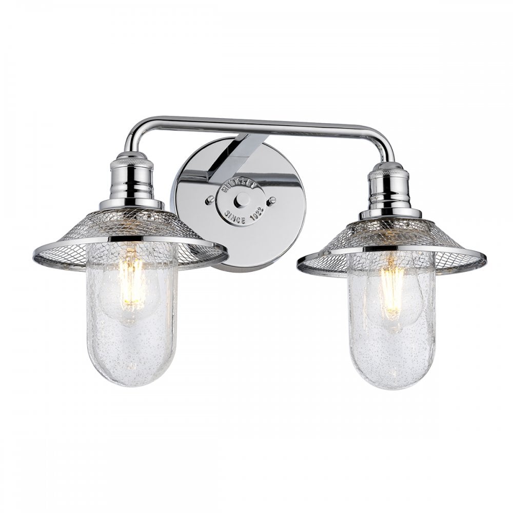 Rigby 2 Light Bathroom Wall Light In Polished Chrome Finish QN-RIGBY2-BATH-PC