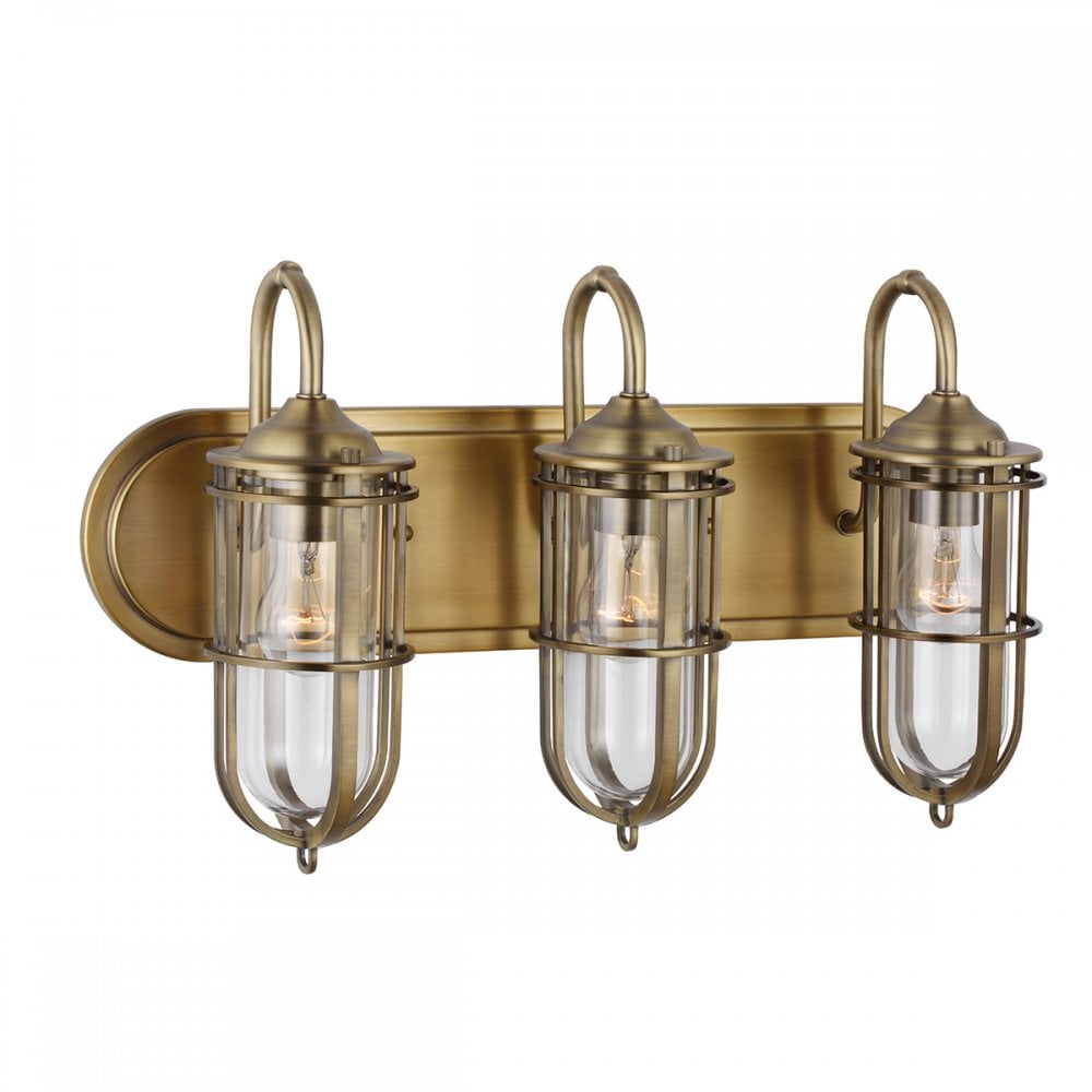 Urban Restoration 3 Light Bathroom Wall Light In Dark Antique Brass Finish QN-URBANREST3