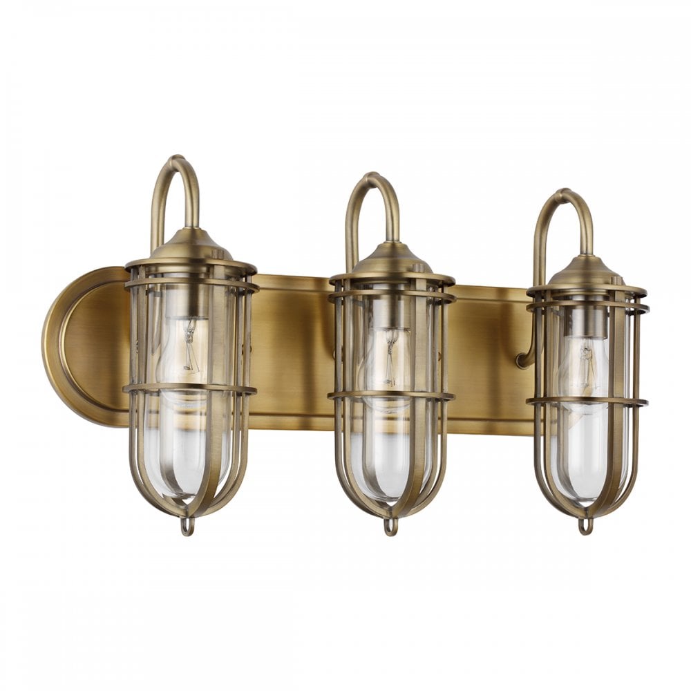 Urban Restoration 3 Light Bathroom Wall Light In Dark Antique Brass Finish QN-URBANREST3