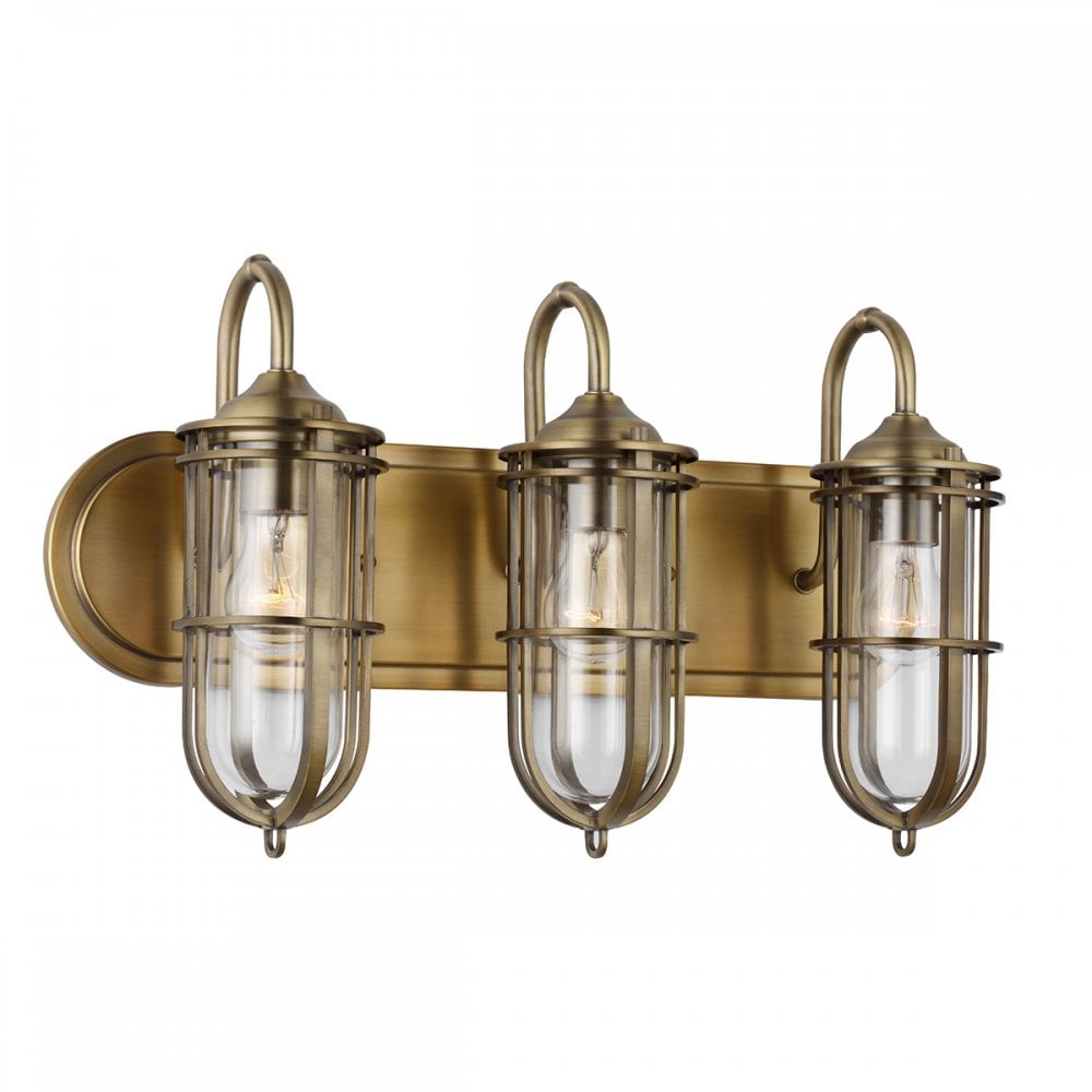 Urban Restoration 3 Light Bathroom Wall Light In Dark Antique Brass Finish QN-URBANREST3