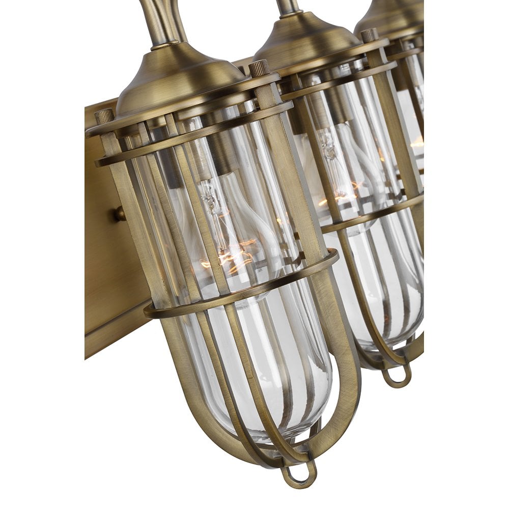 Urban Restoration 3 Light Bathroom Wall Light In Dark Antique Brass Finish QN-URBANREST3