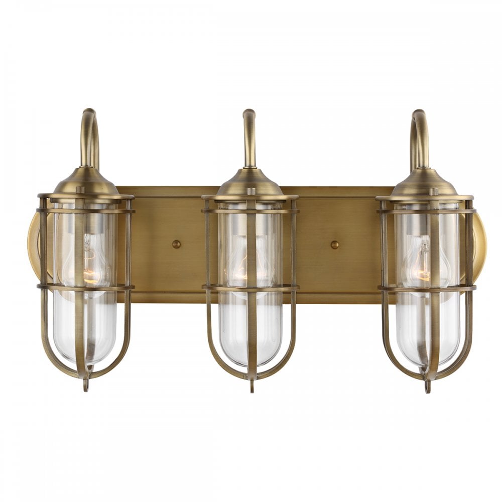 Urban Restoration 3 Light Bathroom Wall Light In Dark Antique Brass Finish QN-URBANREST3