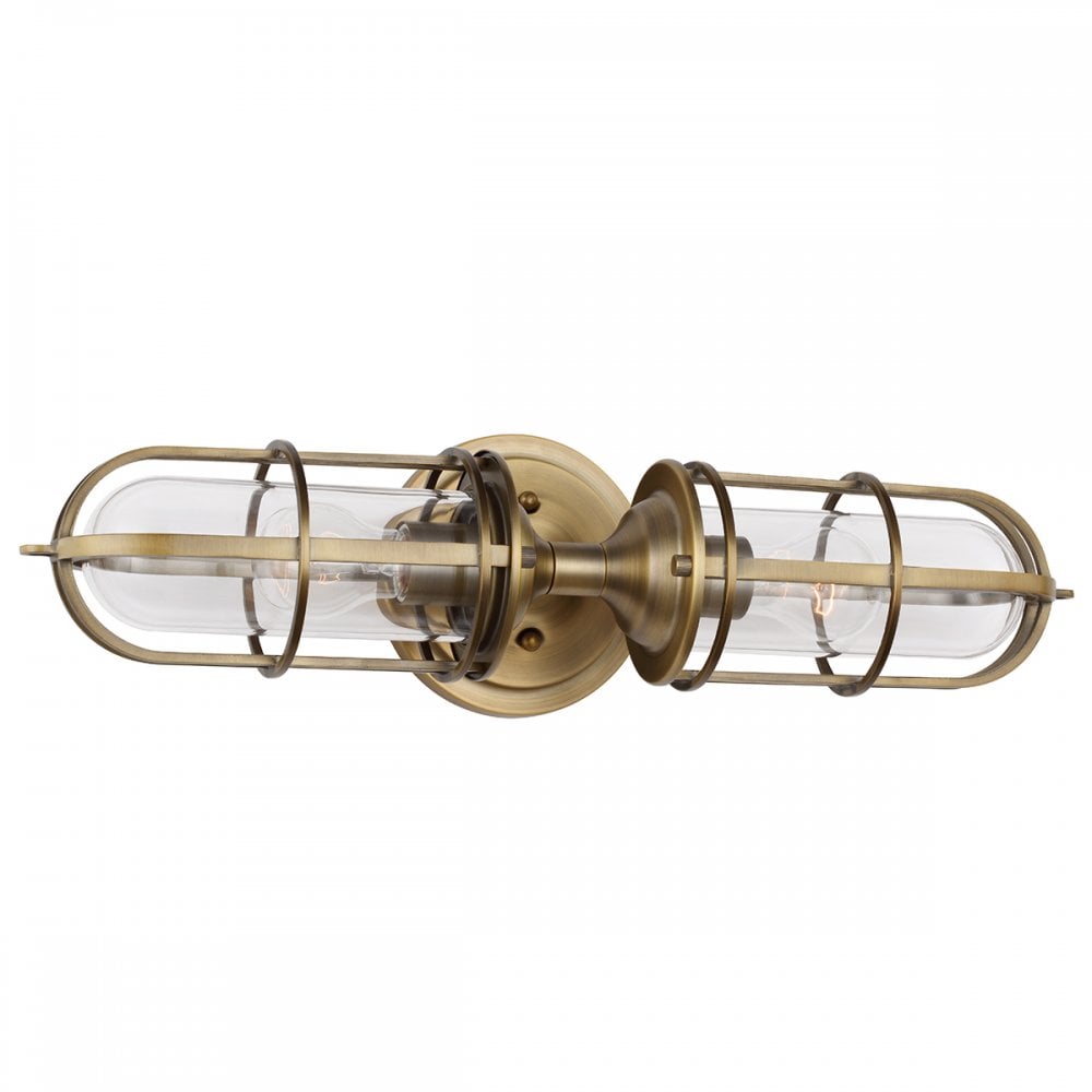 Urban Restoration 2 Light Bathroom Wall Light In Dark Antique Brass Finish QN-URBANREST2
