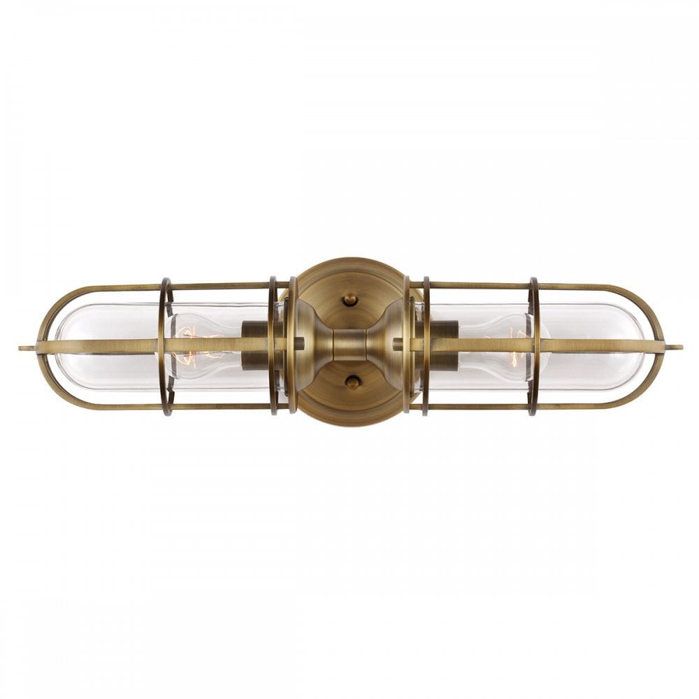 Urban Restoration 2 Light Bathroom Wall Light In Dark Antique Brass Finish QN-URBANREST2