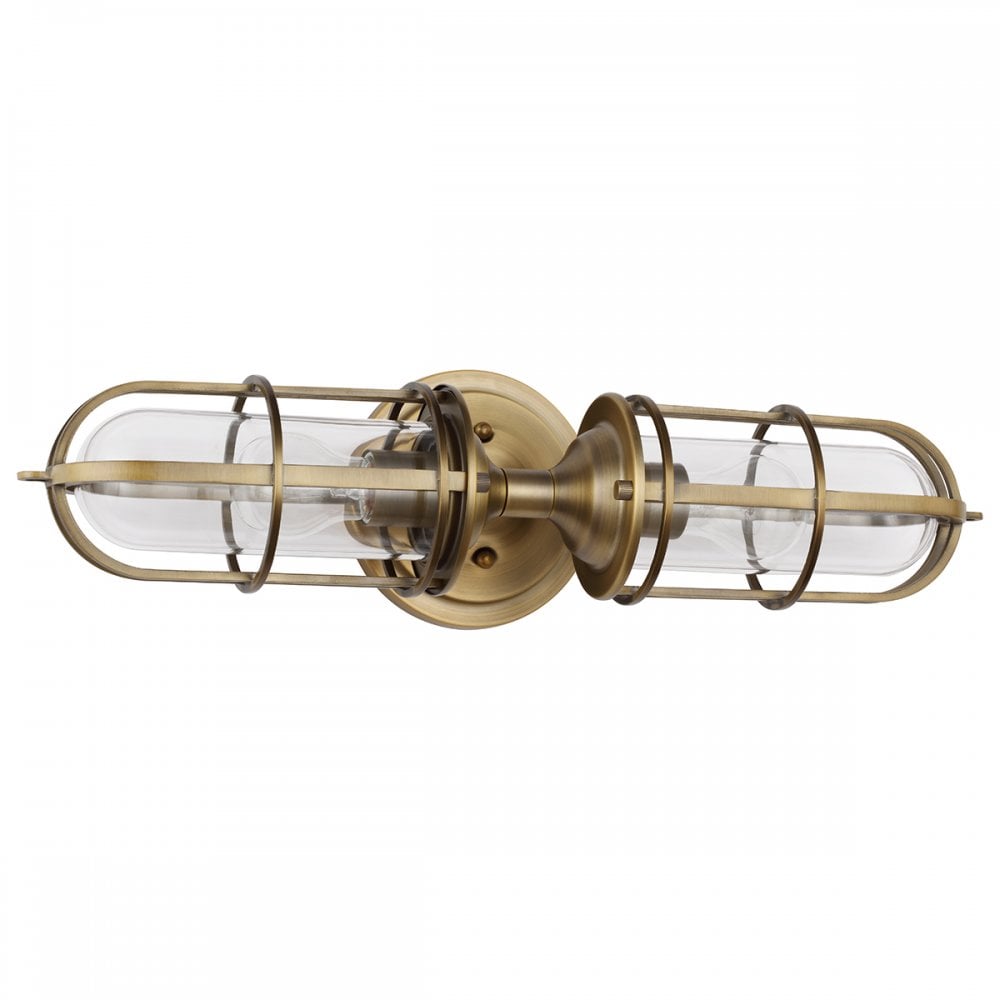 Urban Restoration 2 Light Bathroom Wall Light In Dark Antique Brass Finish QN-URBANREST2