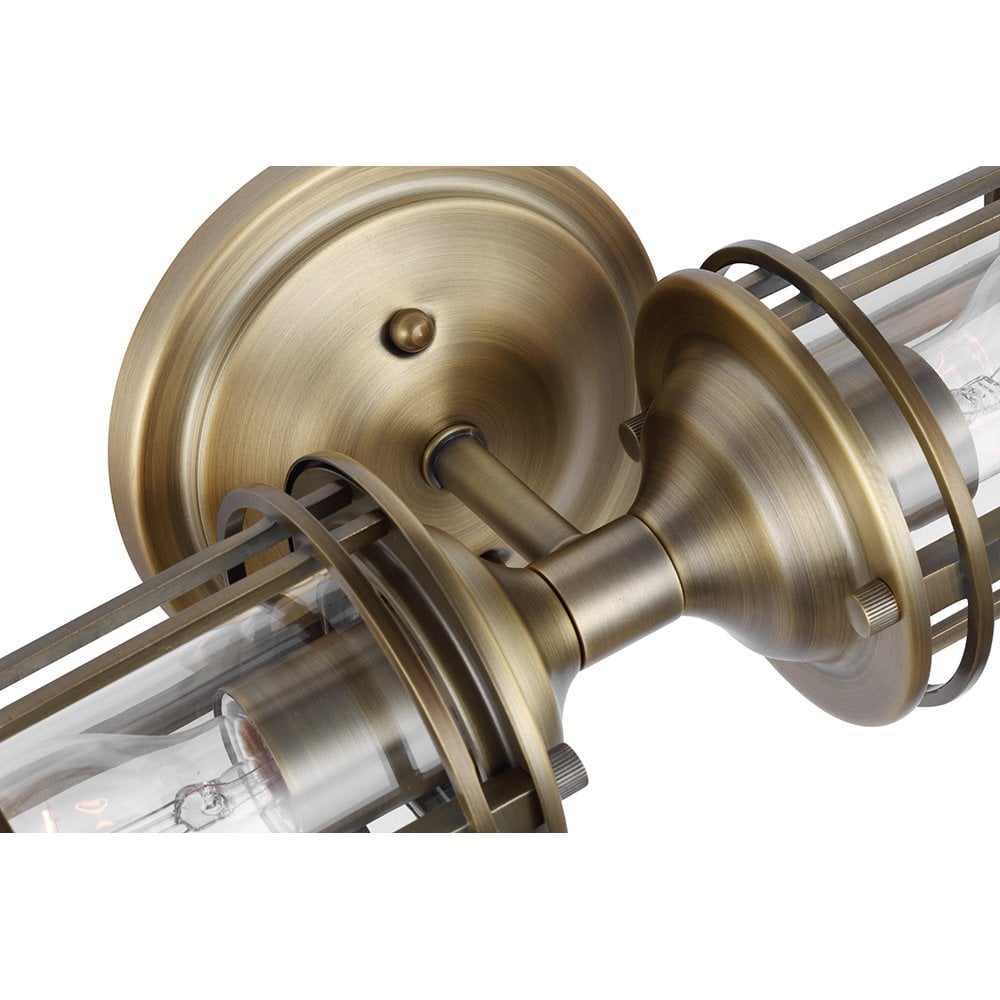 Urban Restoration 2 Light Bathroom Wall Light In Dark Antique Brass Finish QN-URBANREST2