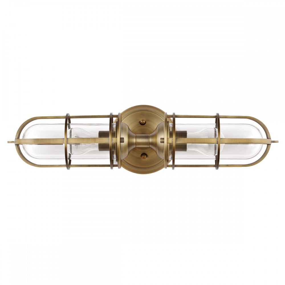 Urban Restoration 2 Light Bathroom Wall Light In Dark Antique Brass Finish QN-URBANREST2