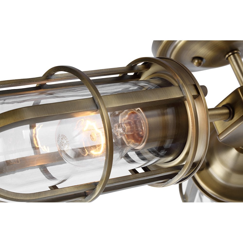 Urban Restoration 3 Light Bathroom Semi Flush Ceiling Light In Dark Antique Brass QN-URBANREST-3SF