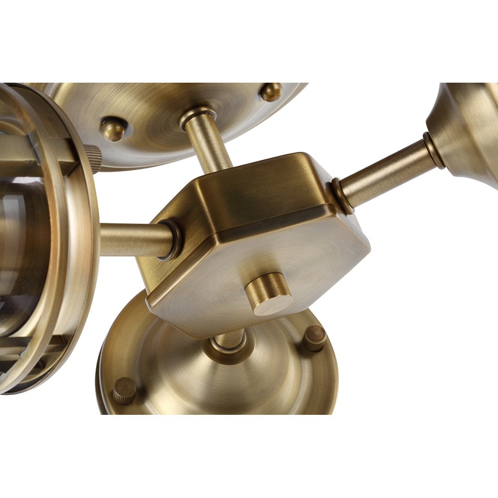 Urban Restoration 3 Light Bathroom Semi Flush Ceiling Light In Dark Antique Brass QN-URBANREST-3SF