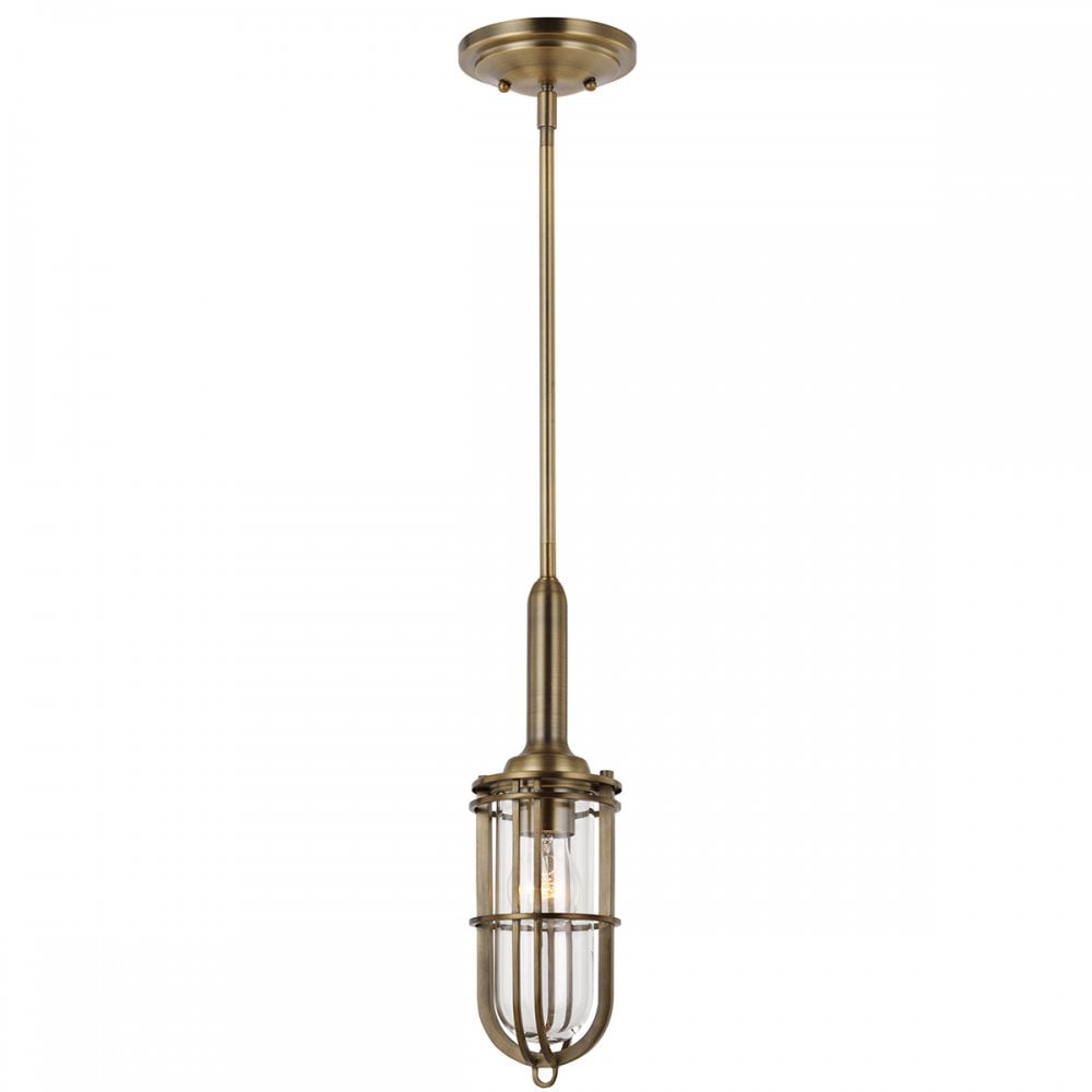 Urban Restoration 1 Light Bathroom Ceiling Pendant Light In Dark Antique Brass QN-URBANREST-MP