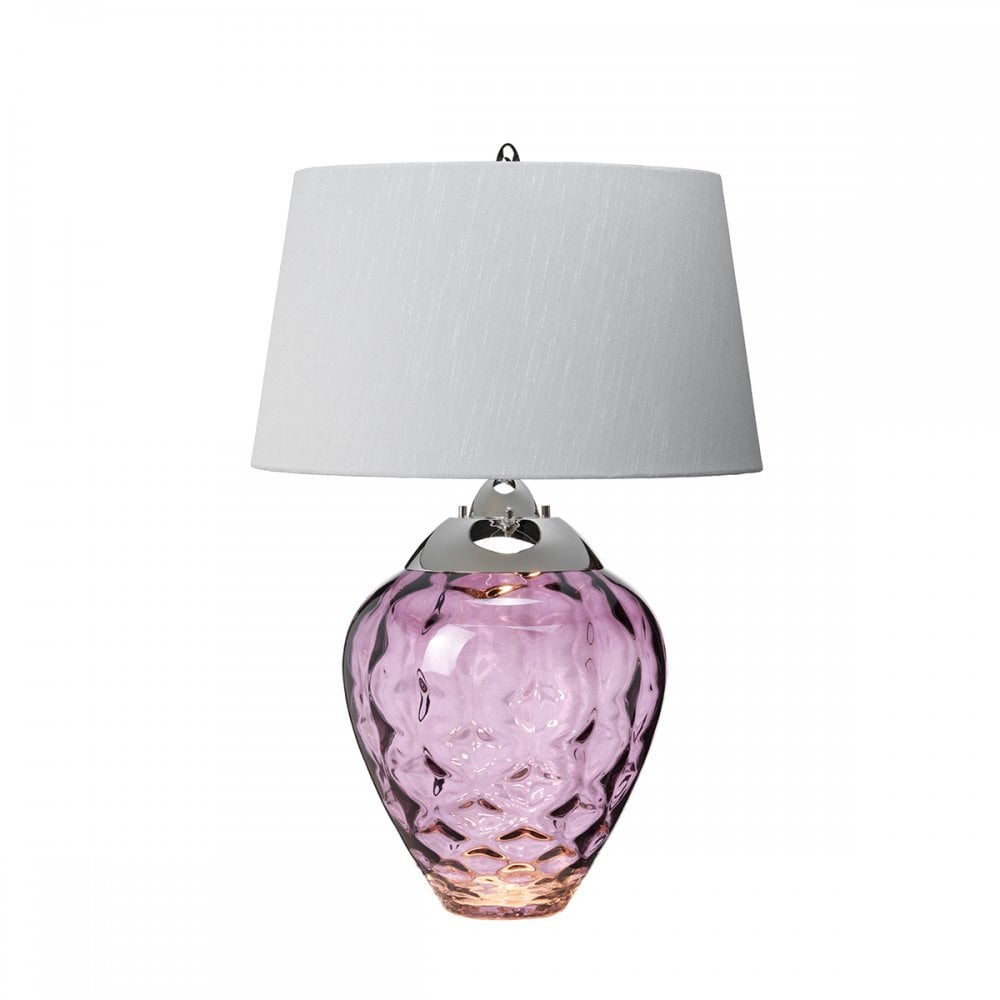 Samara Small Plum Glass Table Lamp With Silver Shade QN-SAMARA-TL-PLM