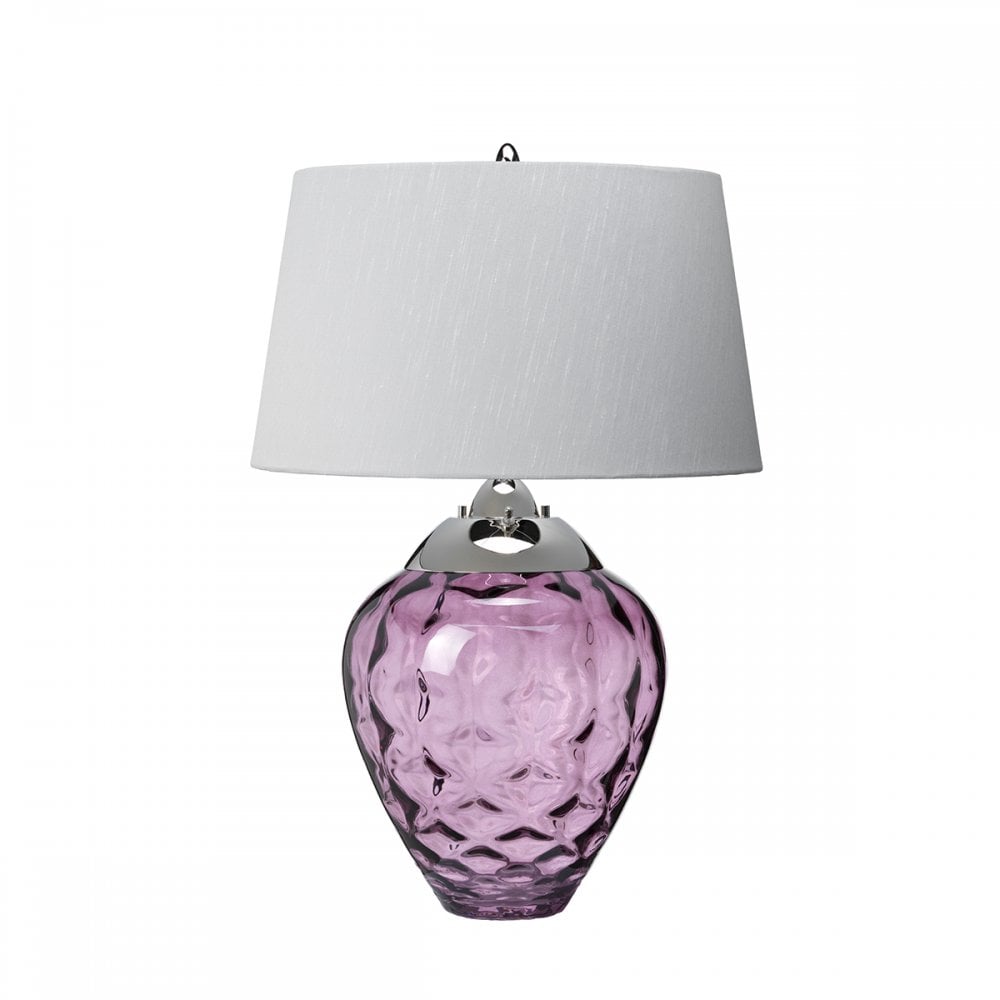 Samara Small Plum Glass Table Lamp With Silver Shade QN-SAMARA-TL-PLM