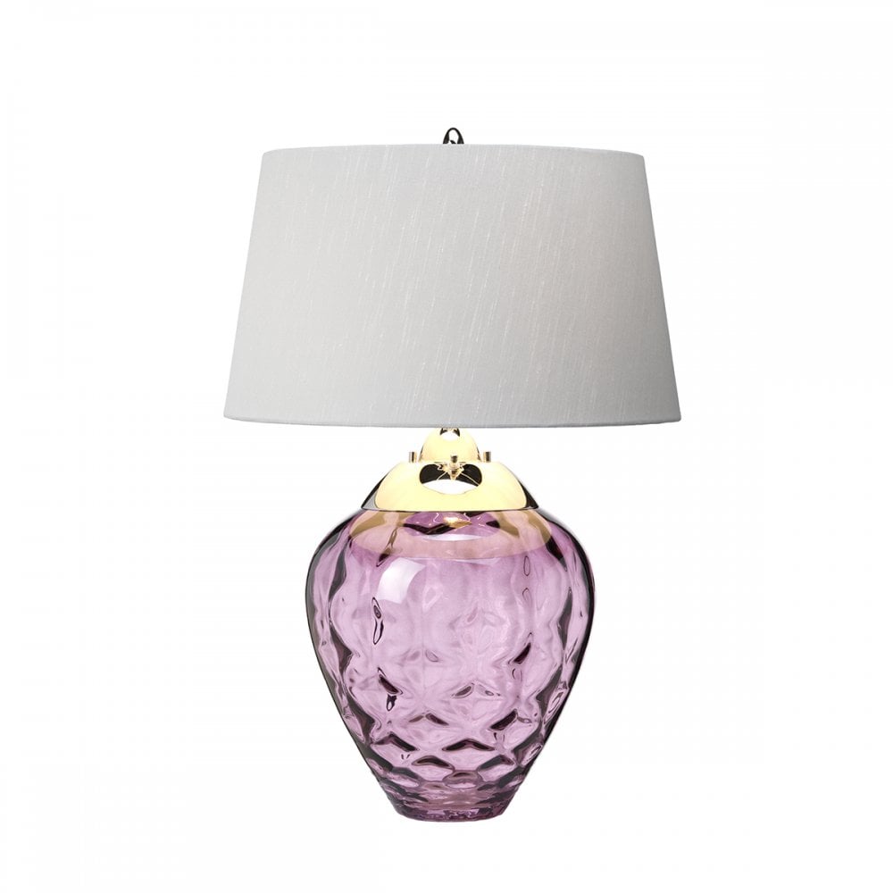 Samara Small Plum Glass Table Lamp With Silver Shade QN-SAMARA-TL-PLM