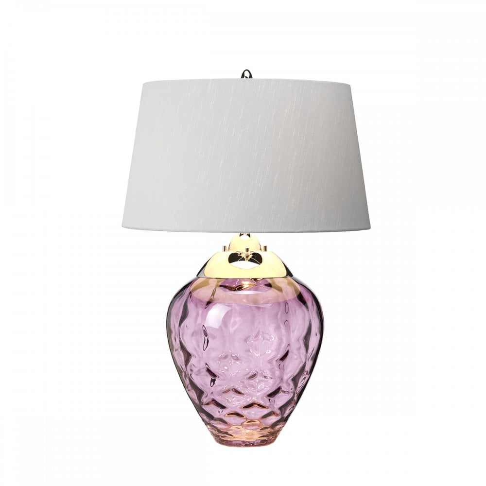 Samara Small Plum Glass Table Lamp With Silver Shade QN-SAMARA-TL-PLM