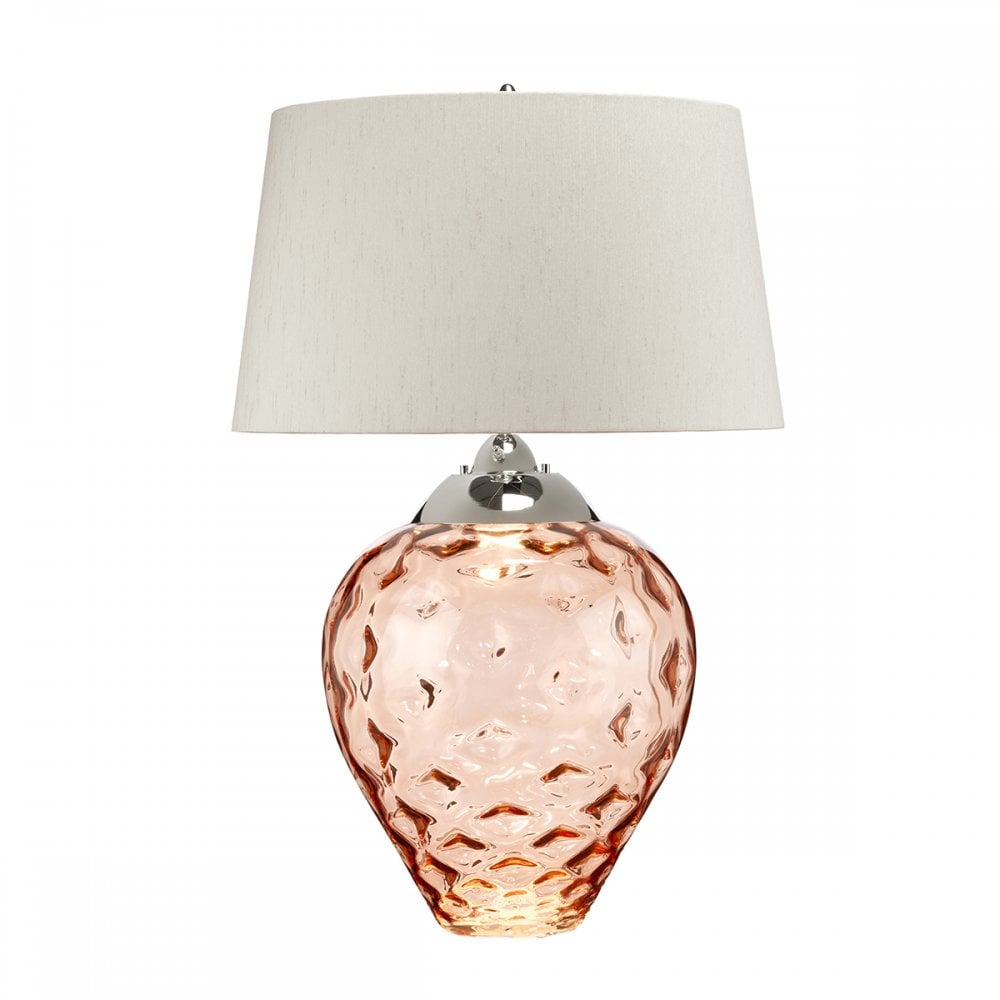 Samara Large Salmon Glass Table Lamp With Taupe Shade QN-SAMARA-TL-LRG-SLM
