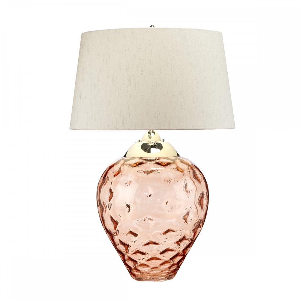 Samara Large Salmon Glass Table Lamp With Taupe Shade QN-SAMARA-TL-LRG-SLM