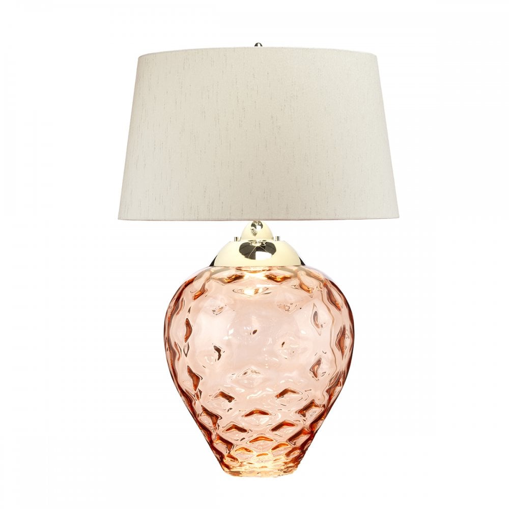 Samara Large Salmon Glass Table Lamp With Taupe Shade QN-SAMARA-TL-LRG-SLM