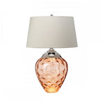Samara Small Salmon Glass Table Lamp With Taupe Shade QN-SAMARA-TL-SLM