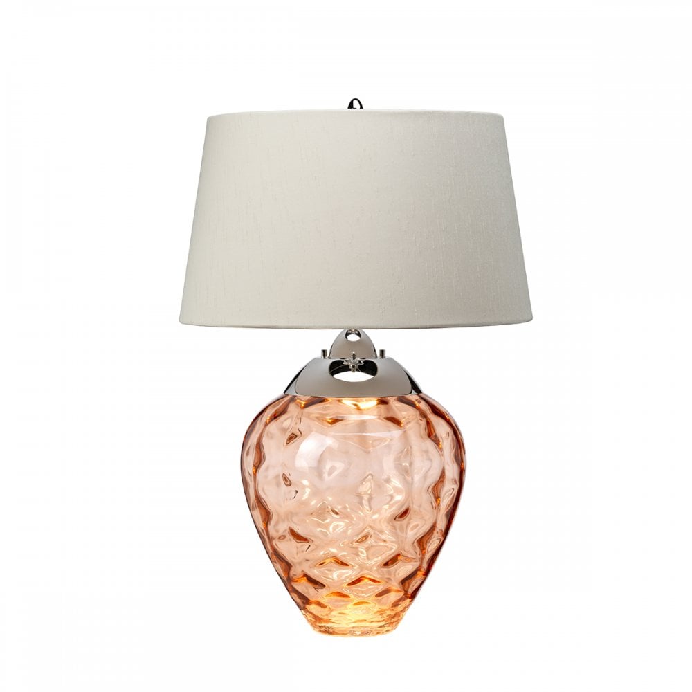 Samara Small Salmon Glass Table Lamp With Taupe Shade QN-SAMARA-TL-SLM