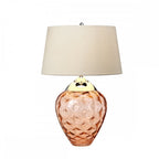 Samara Small Salmon Glass Table Lamp With Taupe Shade QN-SAMARA-TL-SLM