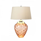 Samara Small Salmon Glass Table Lamp With Taupe Shade QN-SAMARA-TL-SLM