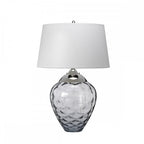 Samara Small Smoked Glass Table Lamp With Light Grey Shade QN-SAMARA-TL-SMK