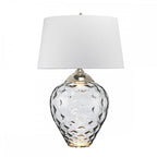Samara Large Smoked Glass Table Lamp With Light Grey Shade QN-SAMARA-TL-LRG-SMK