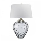Samara Large Smoked Glass Table Lamp With Light Grey Shade QN-SAMARA-TL-LRG-SMK