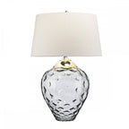 Samara Large Smoked Glass Table Lamp With Light Grey Shade QN-SAMARA-TL-LRG-SMK