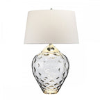 Samara Large Smoked Glass Table Lamp With Light Grey Shade QN-SAMARA-TL-LRG-SMK