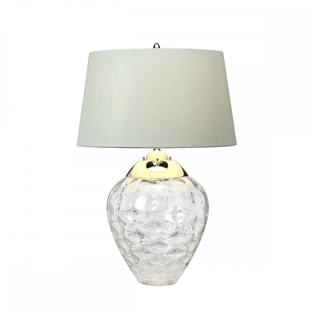 Samara Small Clear Glass Table Lamp With Duck Egg Shade QN-SAMARA-TL-CLR