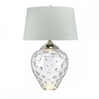 Samara Large Clear Glass Table Lamp With Light With Duck Egg Shade QN-SAMARA-TL-LRG-CLR