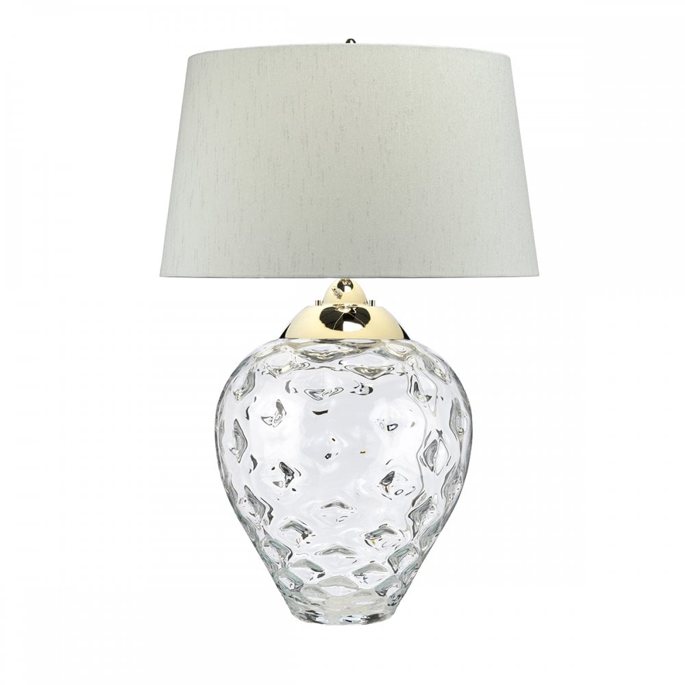 Samara Large Clear Glass Table Lamp With Light With Duck Egg Shade QN-SAMARA-TL-LRG-CLR