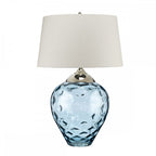 Samara Large Blue Glass Table Lamp With Taupe Shade QN-SAMARA-TL-LRG-BLU