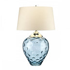 Samara Large Blue Glass Table Lamp With Taupe Shade QN-SAMARA-TL-LRG-BLU