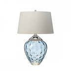Samara Small Blue Glass Table Lamp With Taupe Shade QN-SAMARA-TL-BLU