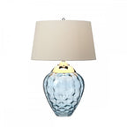 Samara Small Blue Glass Table Lamp With Taupe Shade QN-SAMARA-TL-BLU