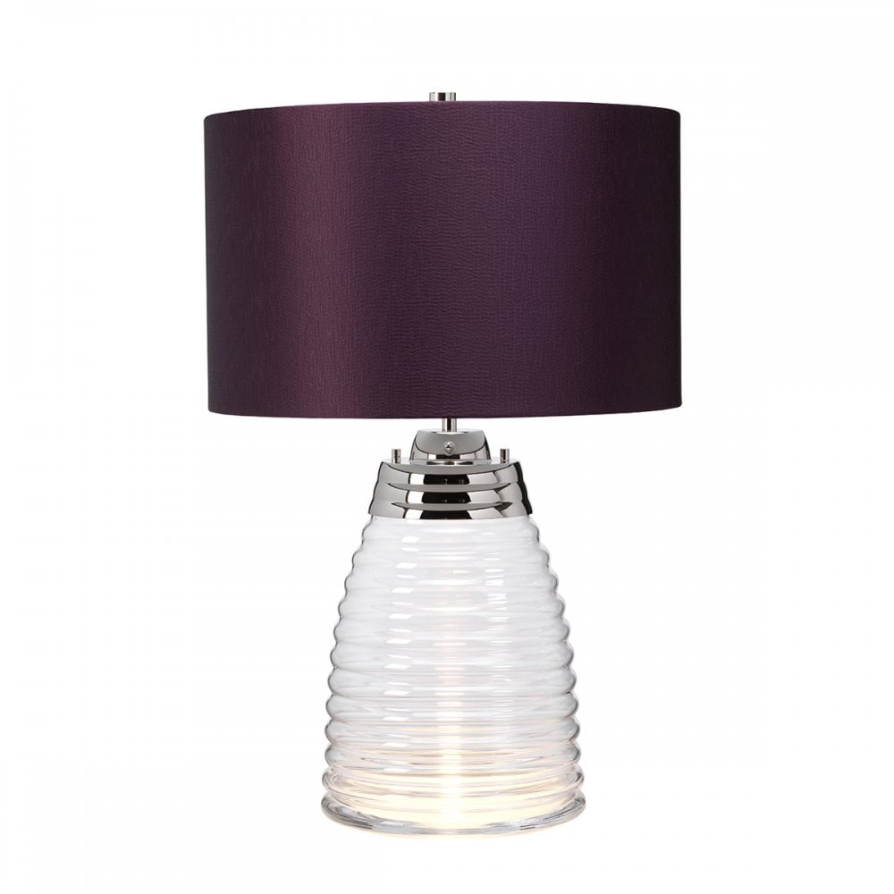 Milne Glass Table Lamp With Aubergine Shade QN-MILNE-TL-AUB
