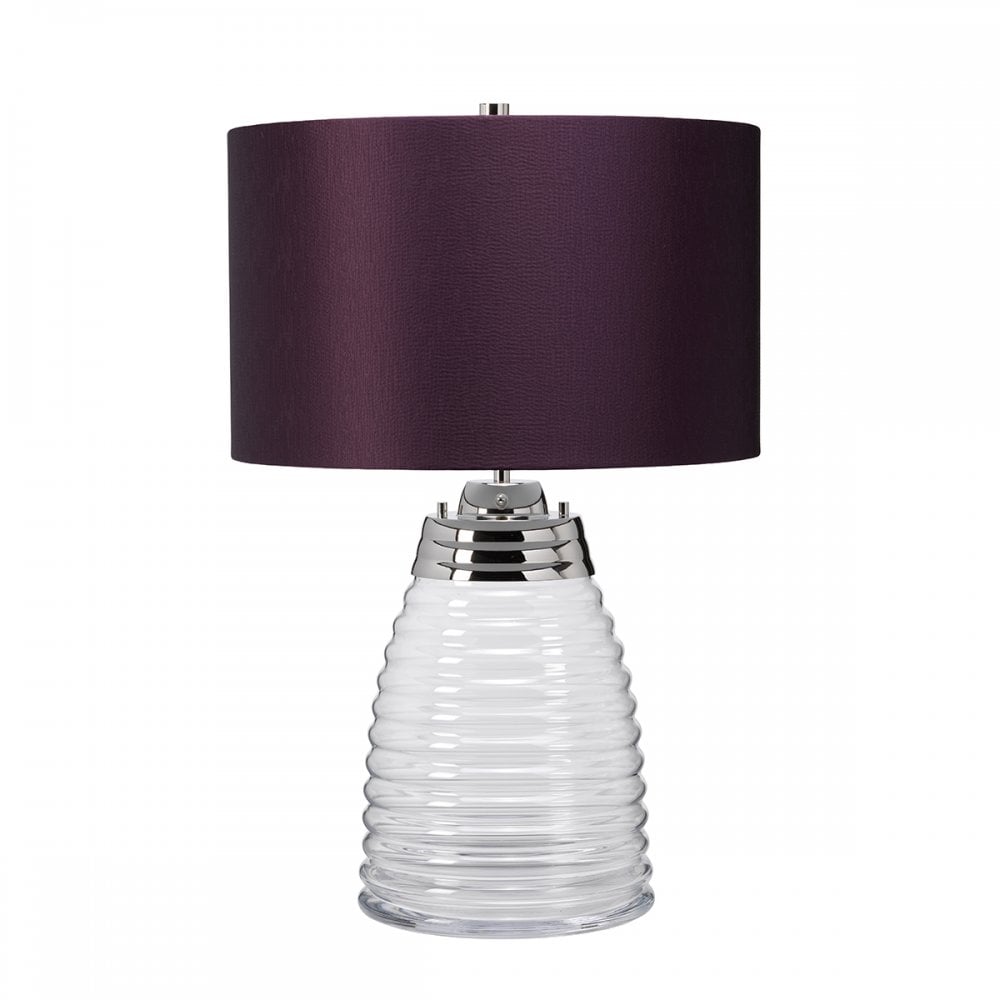 Milne Glass Table Lamp With Aubergine Shade QN-MILNE-TL-AUB
