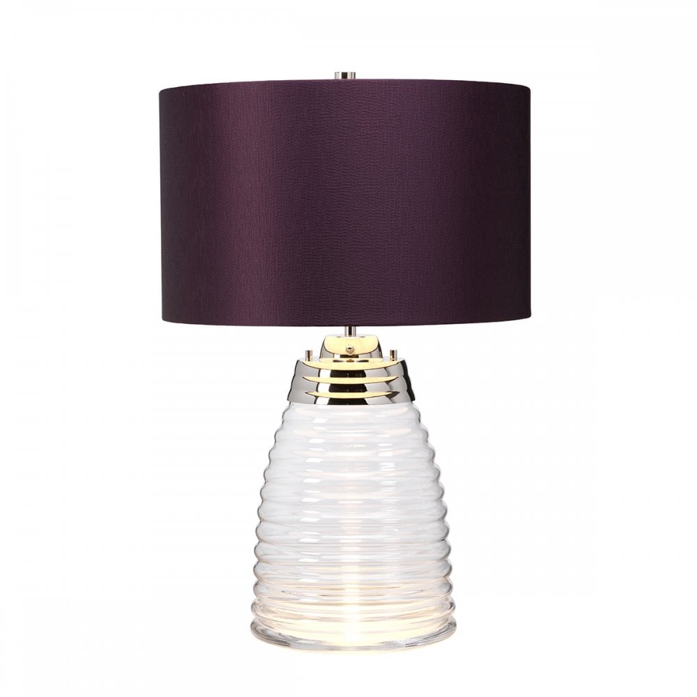 Milne Glass Table Lamp With Aubergine Shade QN-MILNE-TL-AUB