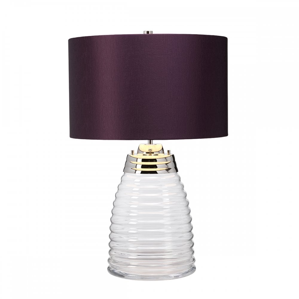 Milne Glass Table Lamp With Aubergine Shade QN-MILNE-TL-AUB